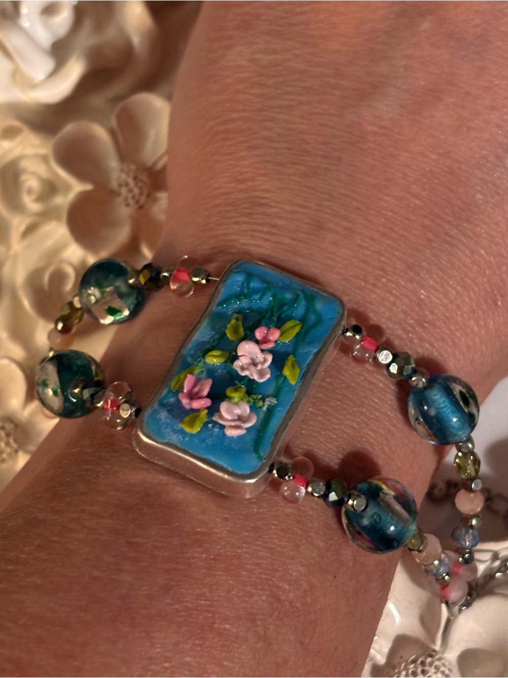 🌺 Handmade Polymer Clay Floral Garden bracelet
